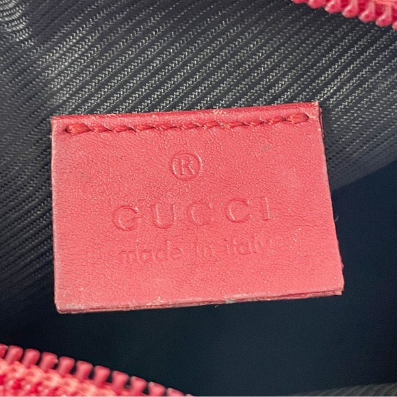 ❤️SOLD❤️Gucci navy blue monogram canvas red leather small cosmetic zip pouch - Picture 11 of 12